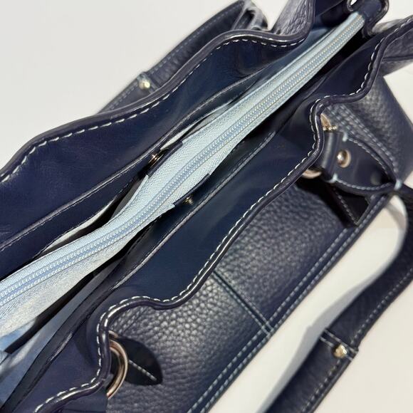 Coach Dark Blue Pebble Leather Penelope Shoulder Bag Handbag Very Good Condition - Picture 9 of 15